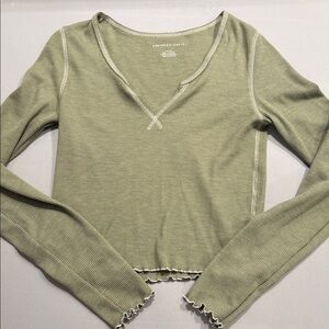 American Eagle Olive Women’s Knit Top long sleeve size small